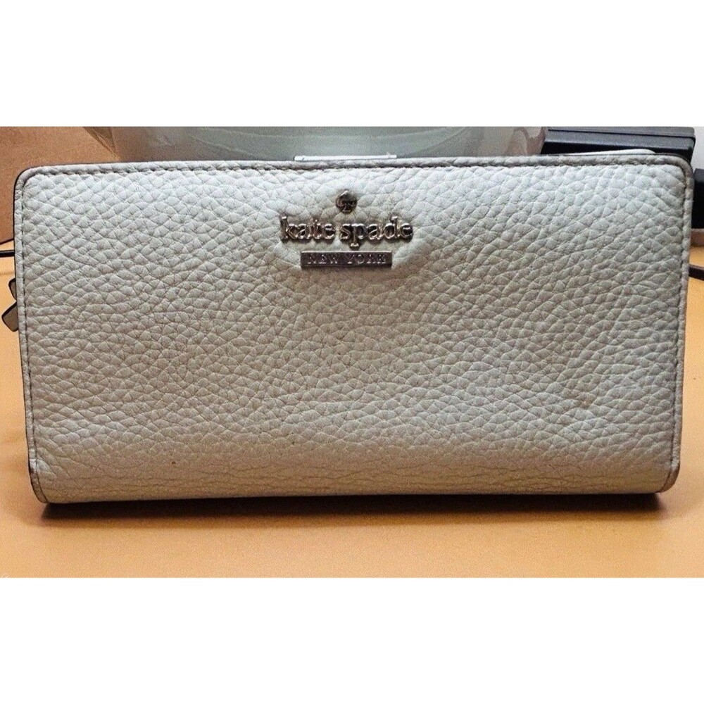 Kate Spade New York Light Blue Pebbled Leather Slim Bifold Wallet